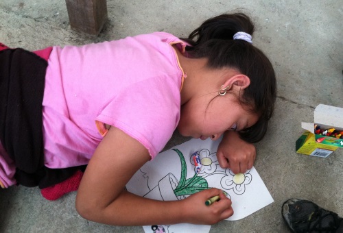 coloring at VBS Guatemala