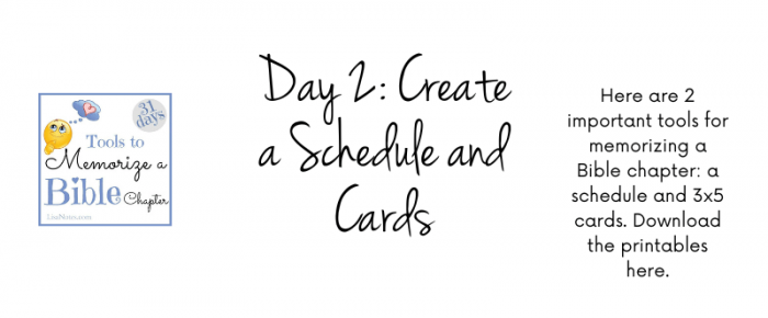 Day 2: Create a schedule & cards {Tools to memorize}