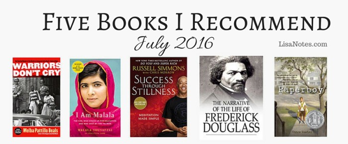 Five Books I Recommend – July 2016