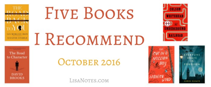 Five Books I Recommend – October 2016