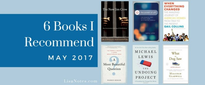 6 Books I Recommend – May 2017 6 Books I Recommend – May 2017