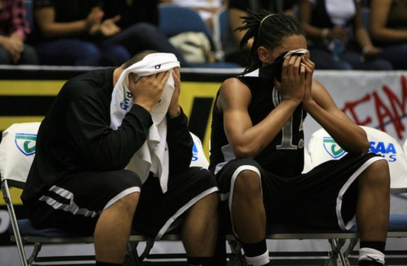 Body language expressions of disappointment after competition