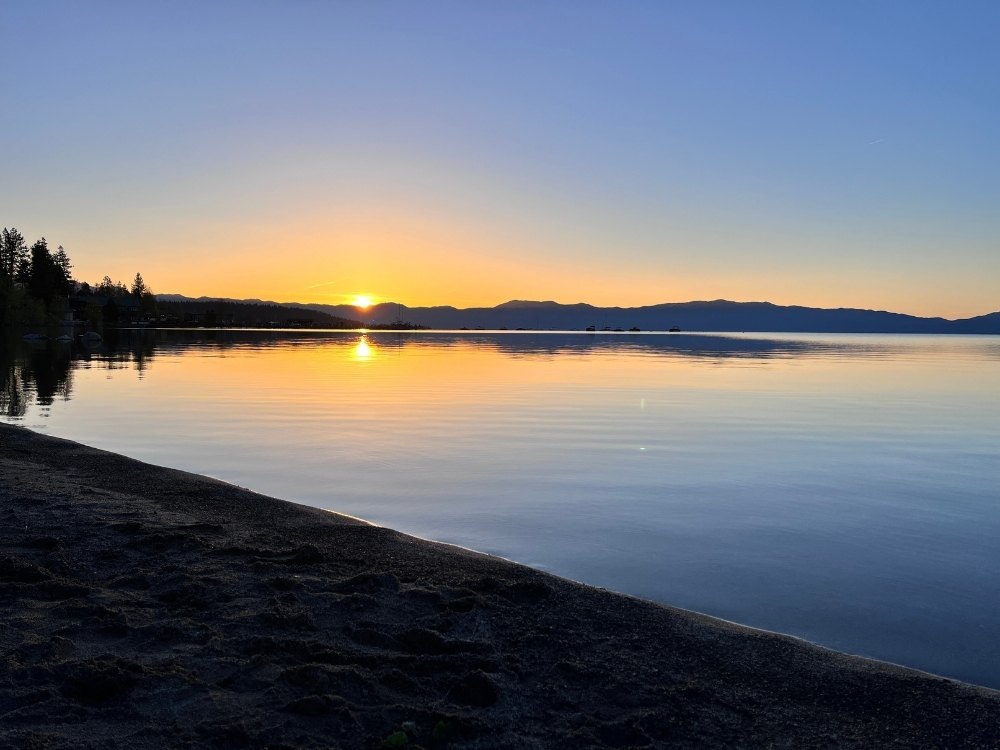 Sunrise over Lake Tahoe representing new beginnings and small shifts